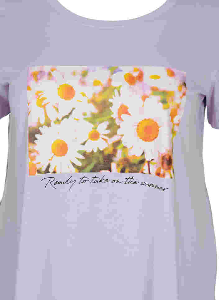 A-linjeformad t-shirt i bomull med tryck, Thistle Fl. Picture, Packshot image number 2