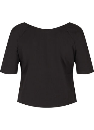 T-shirt i bomull med 2/4 ärmar, Black, Packshot image number 1