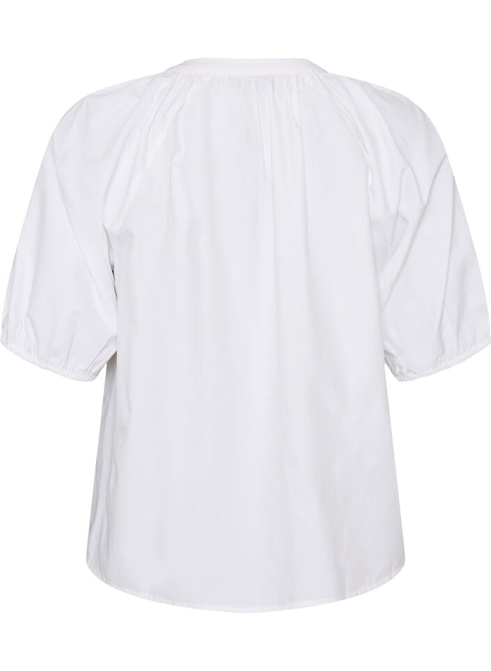 Skjortblus med kn&auml;ppning och knytsk&auml;rp, Vit, Packshot image number 1