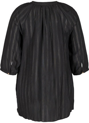 Tunika med knappar och 3/4-ärmar, Black, Packshot image number 1