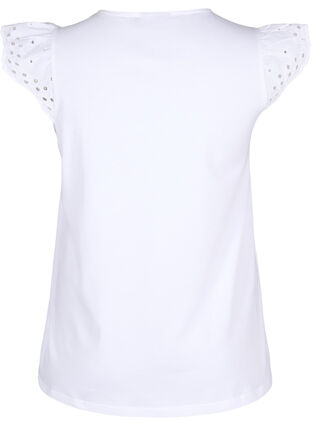 T-shirt i ekologisk bomull med anglaise-broderi, Bright White, Packshot image number 1