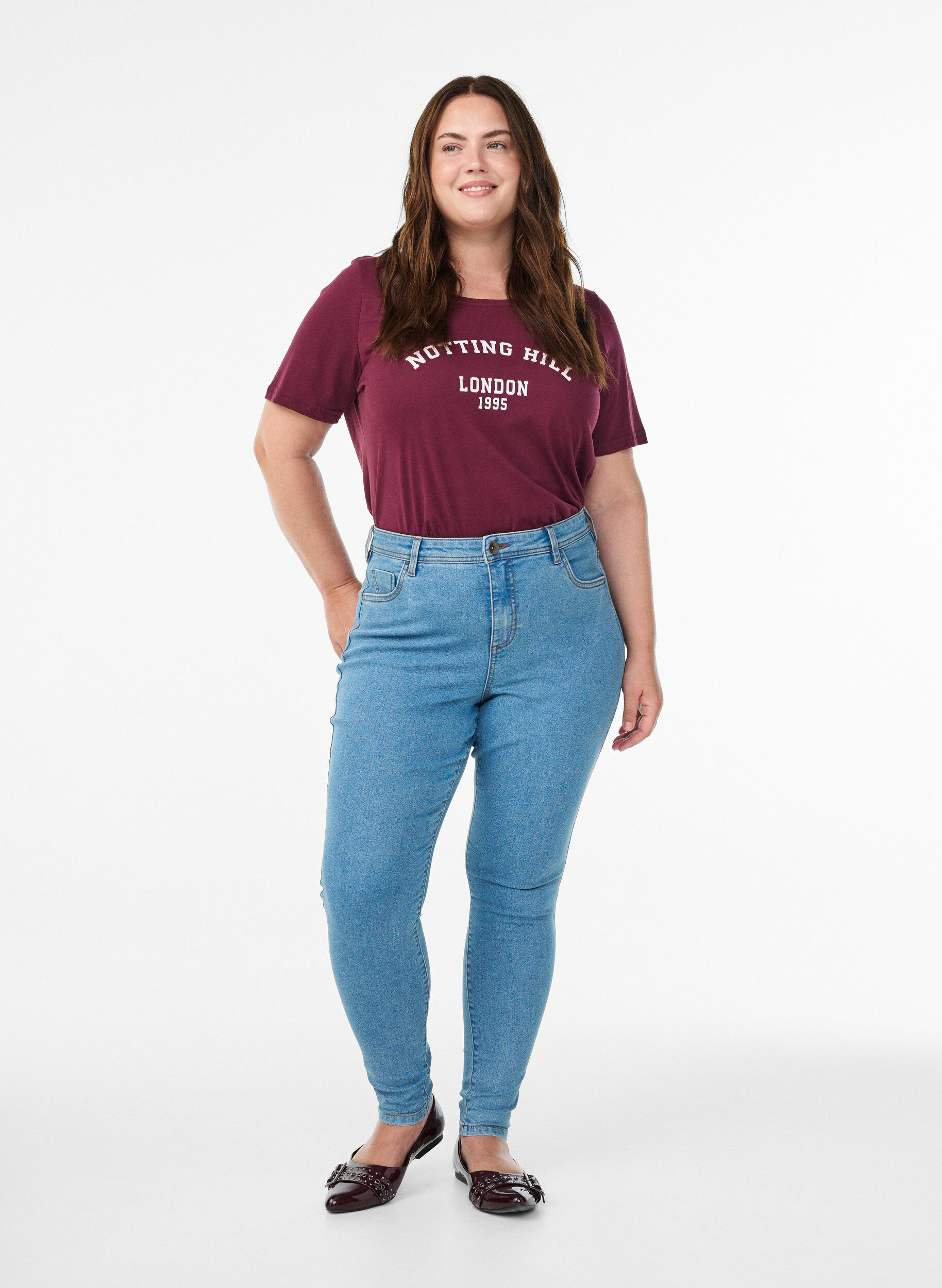 Super slim fit-jeans, Bl&aring;, Model
