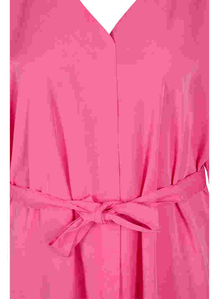 Klänning med 3/4-ärmar och knytband, Shocking Pink, Packshot image number 2