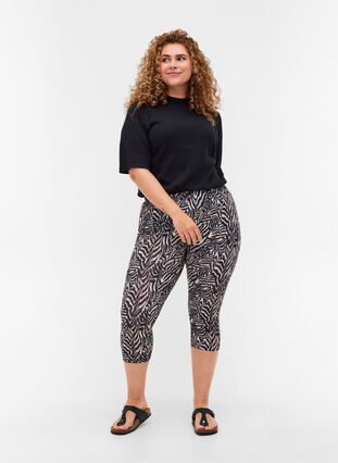 3/4 leggings med mönster, Black Zebra AOP, Model image number 0