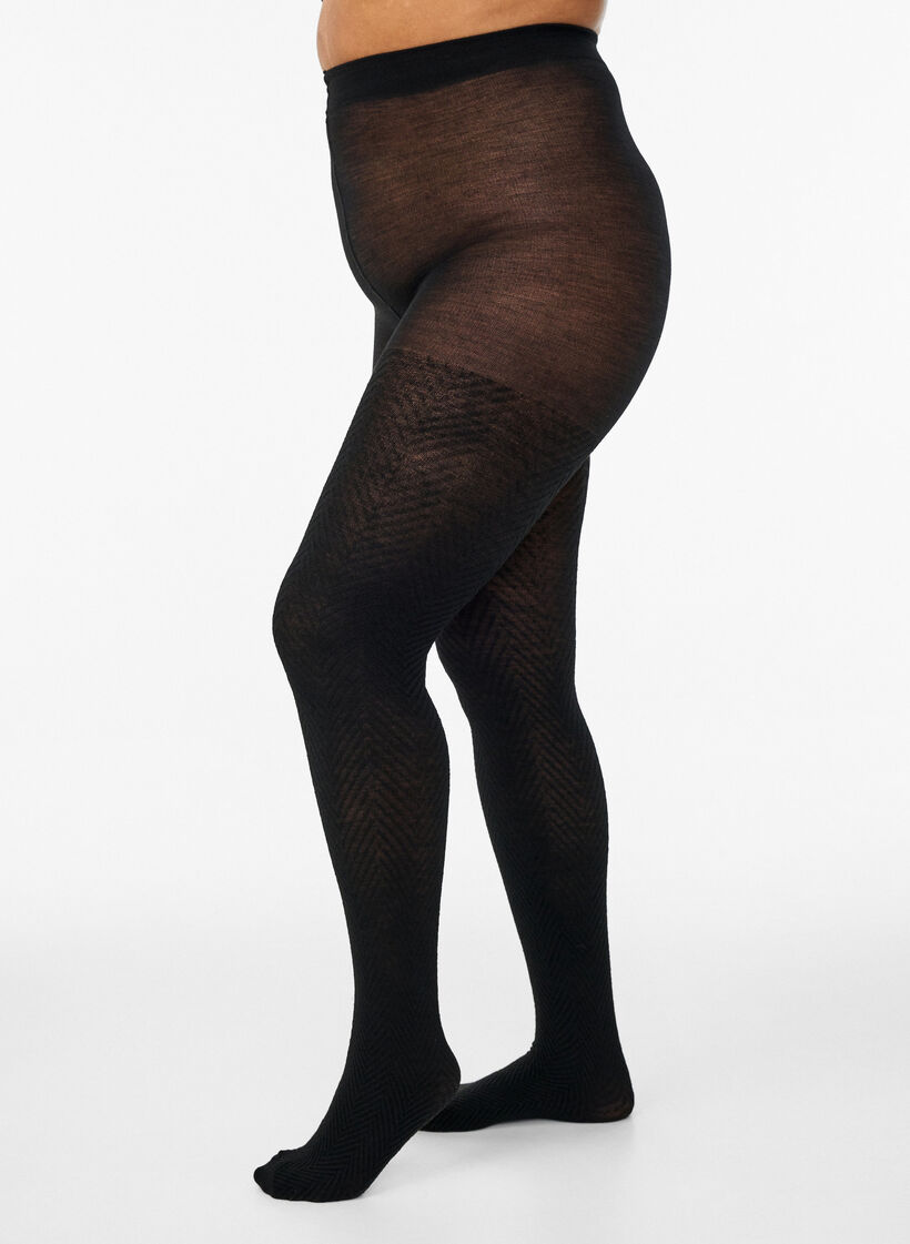 Strukturerade tights, Svart, Model image number 0