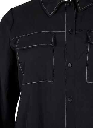 Skjorta med kontrastsömmar, Black, Packshot image number 2