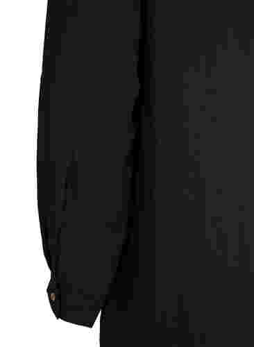Lång enfärgad skjorta i viskos, Black, Packshot image number 3