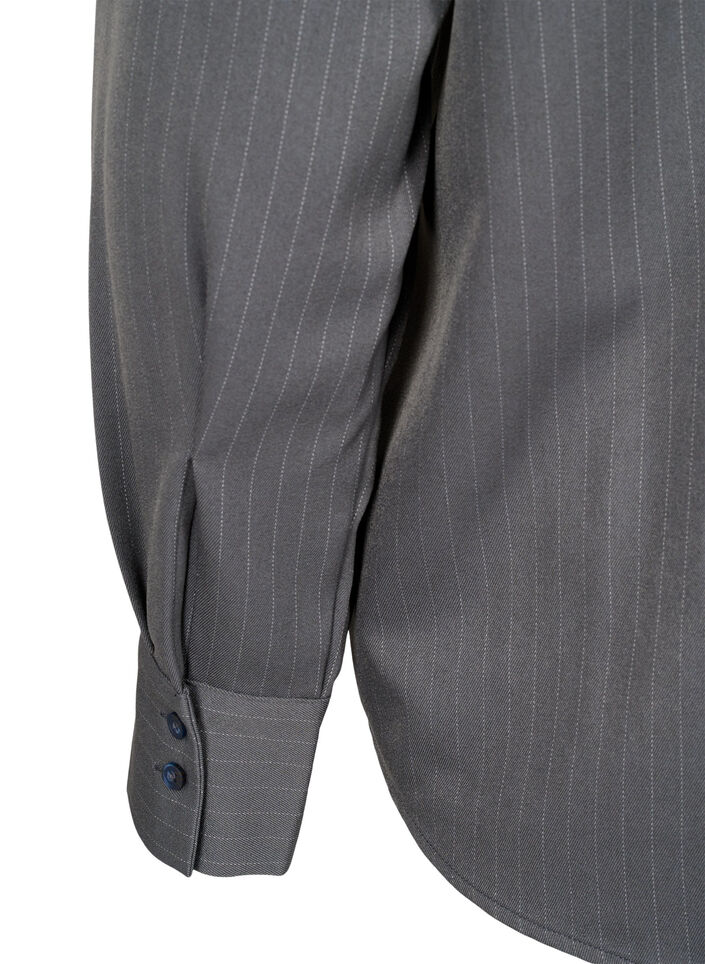 Kritstrecksrandig skjorta med krage och bröstfickor, Dark Shadow Pin St., Packshot image number 4