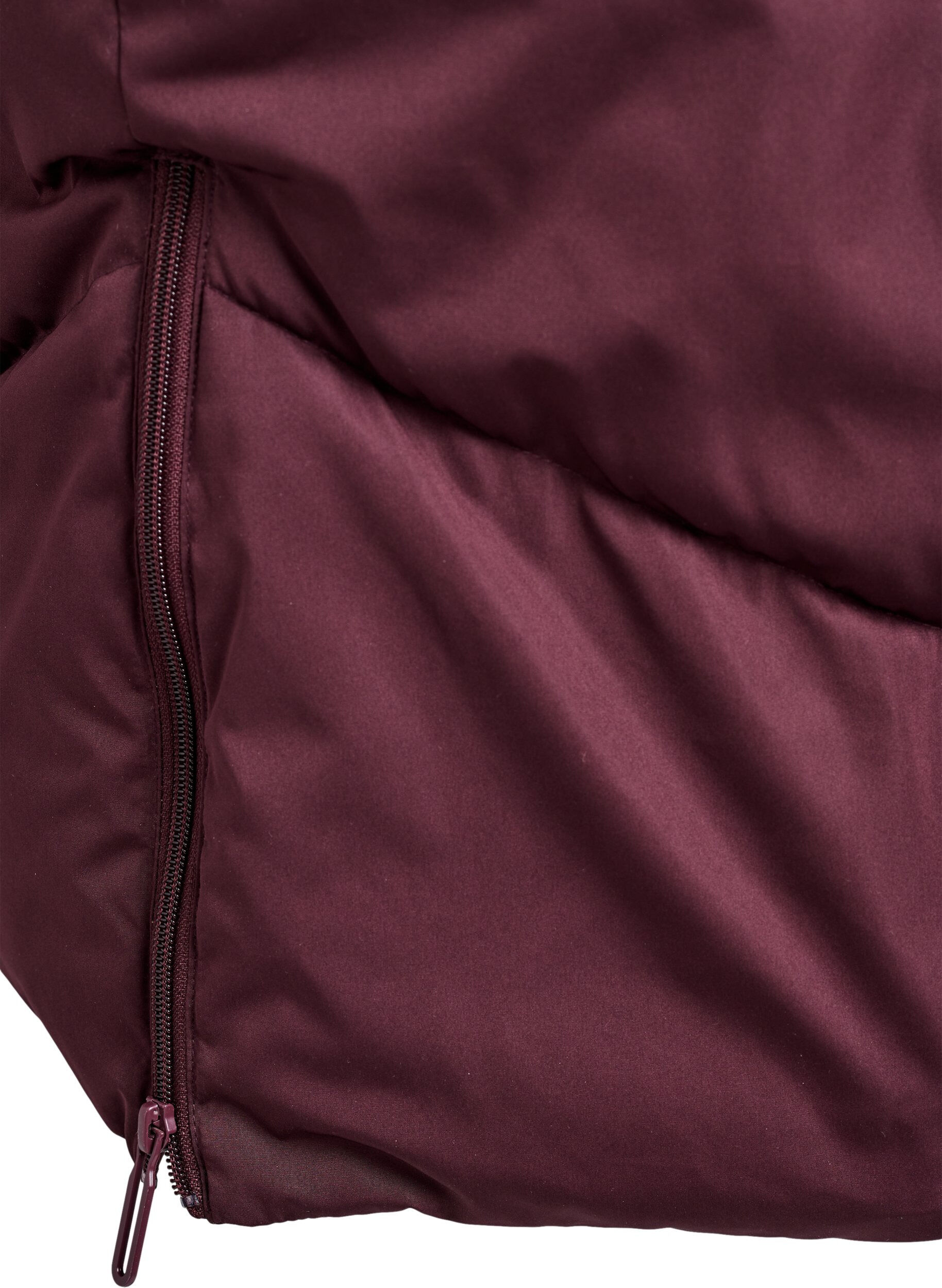 ZizziL&aring;ng pufferjacka med huva och fickor, M&ouml;rk Bordeaux, Packshot image number 4