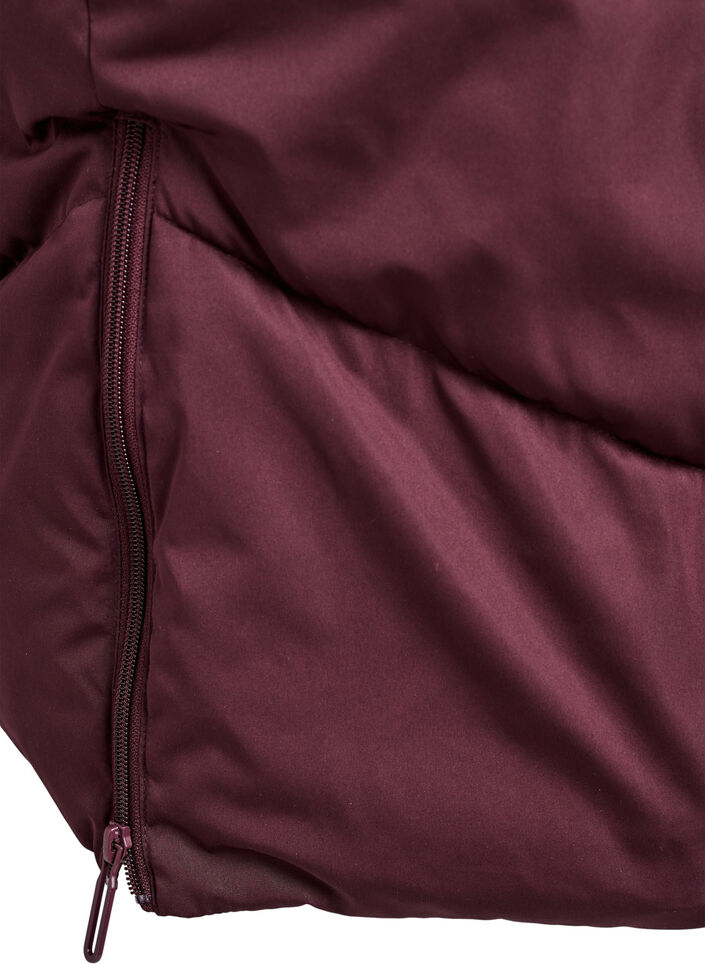 L&aring;ng pufferjacka med huva och fickor, M&ouml;rk Bordeaux, Packshot image number 4