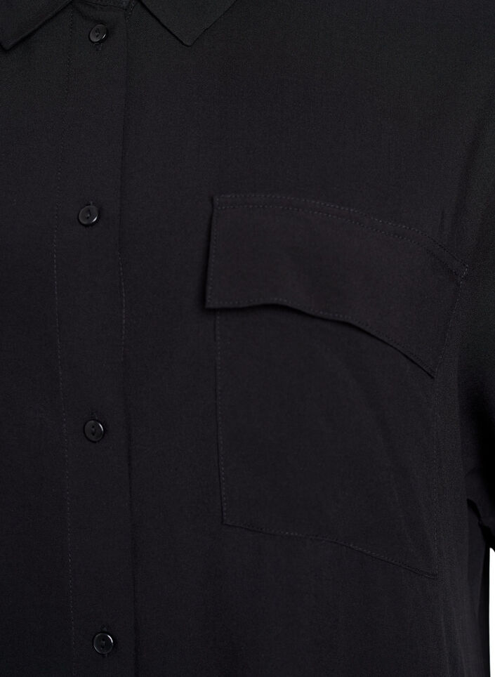 L&aring;ng skjortkl&auml;nning med korta &auml;rmar, Svart, Packshot image number 2