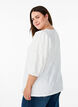 Blus med struktur och 3/4-&auml;rmar, Vit, Model image number 2