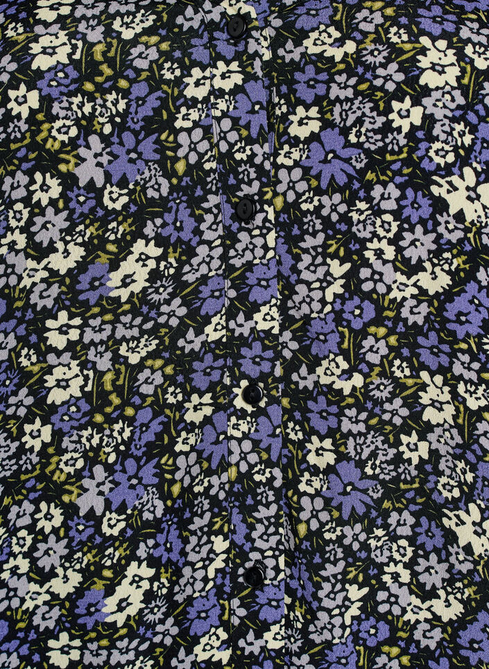 Blus i viskos med m&ouml;nster och kn&auml;ppning, Svart, Packshot image number 2