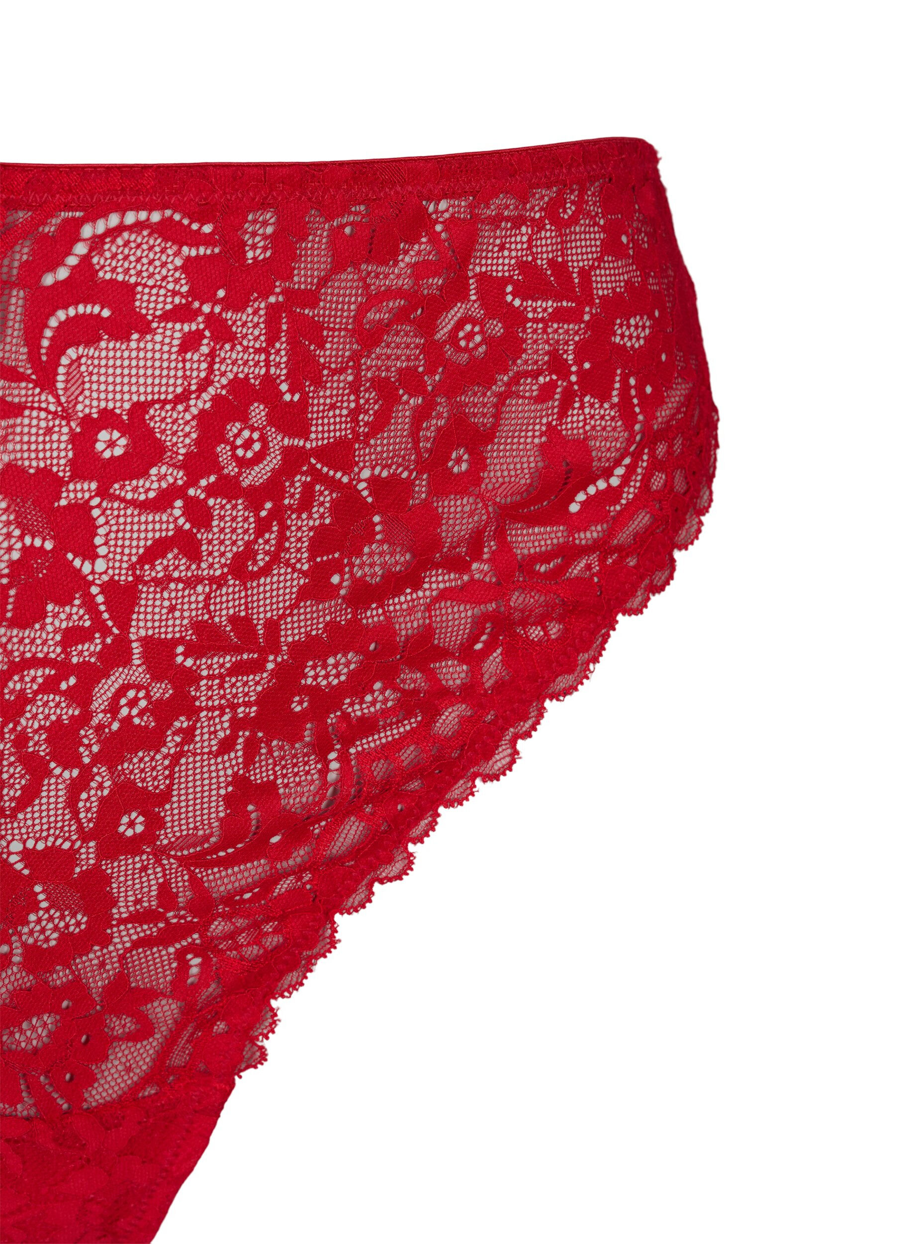Zizzi G-string i spets med normalh&ouml;g midja, Red Ass., Packshot image number 2