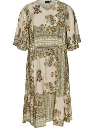 M&ouml;nstrad midikl&auml;nning i viskos med knytsk&auml;rp, Gr&ouml;n