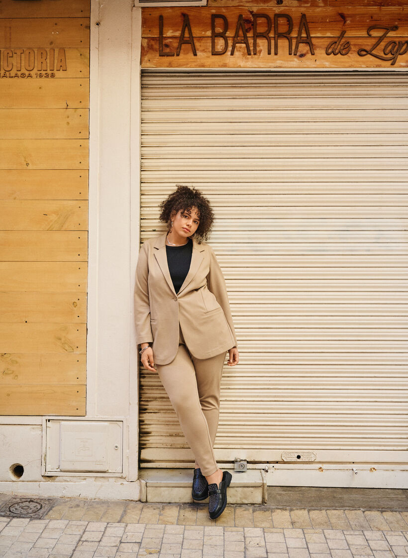 Enkel blazer med knapp, Beige, Image image number 0