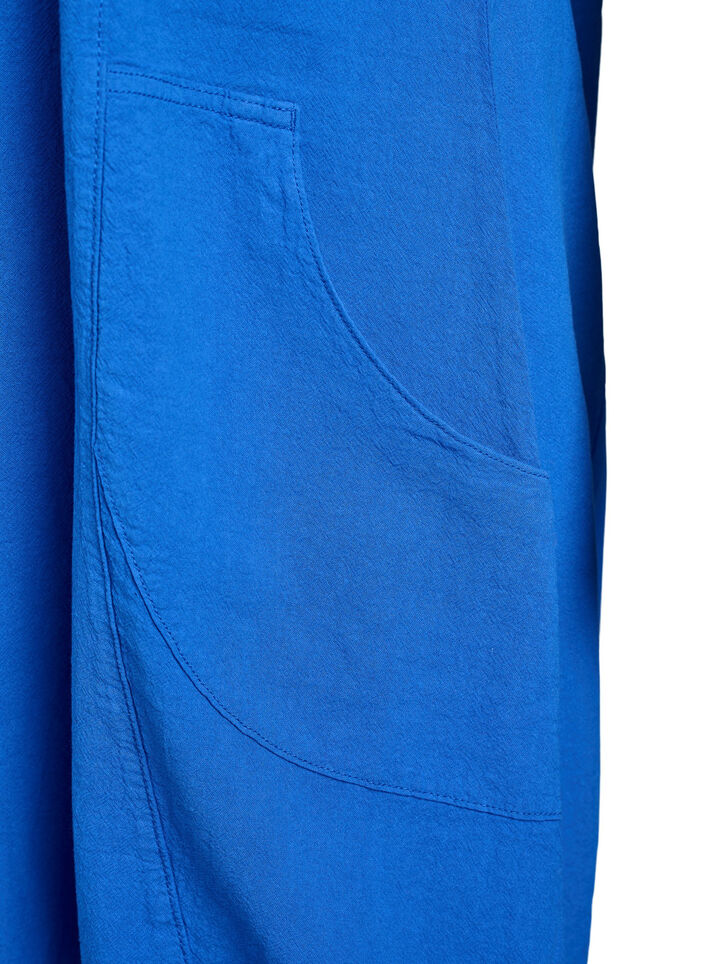 Kort&auml;rmad kl&auml;nning i bomull, Bl&aring;, Packshot image number 3