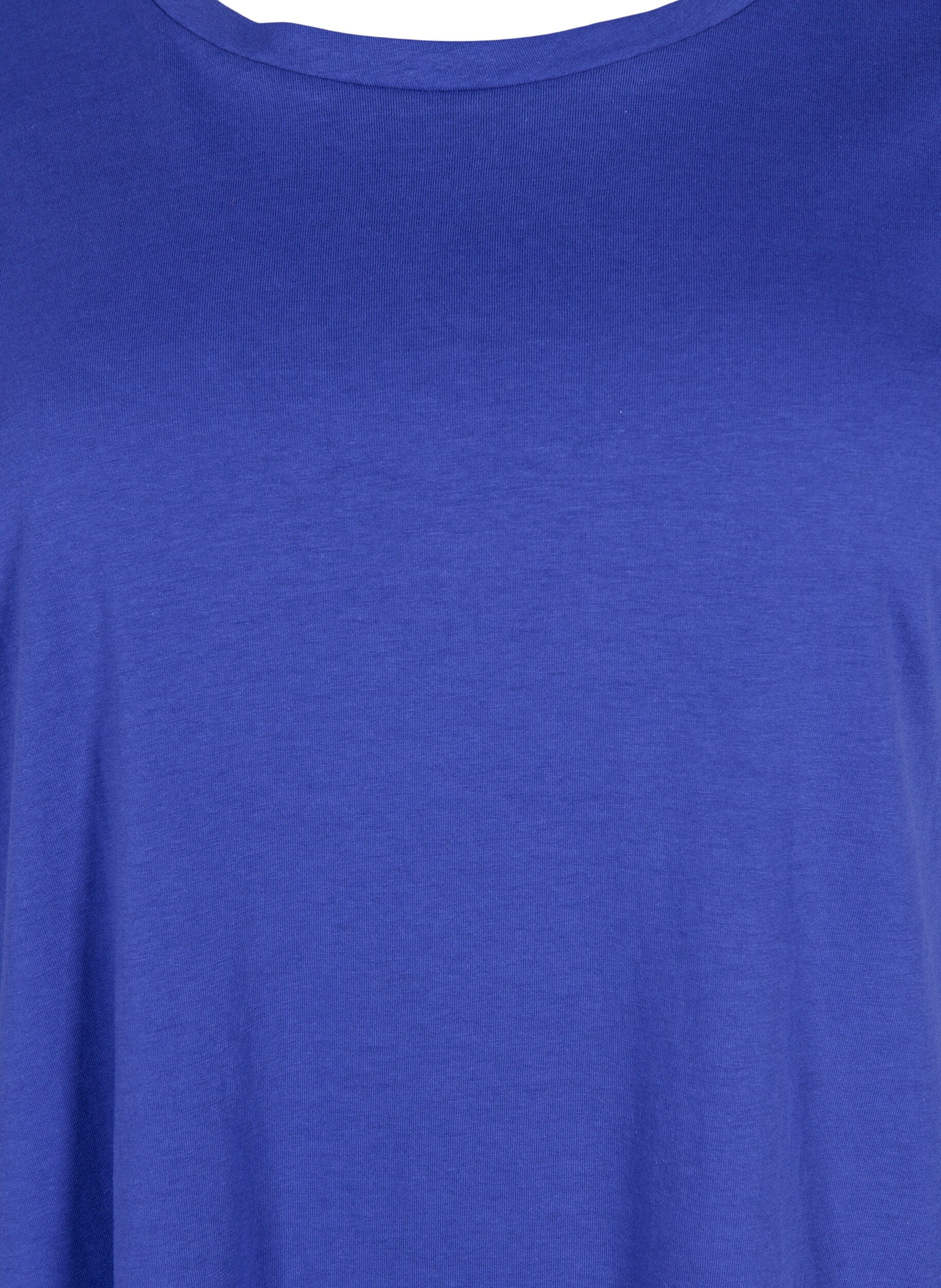 ZizziKort&auml;rmad t-shirt i bomullsmix, Bl&aring;, Packshot image number 2