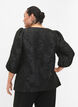 Blus i jacquard med 3/4 ärmar, Black, Model image number 1