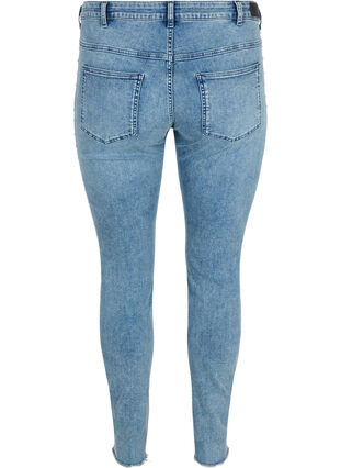 Croppade Amy jeans med nitar på sidosömmen, L.Blue Stone Wash, Packshot image number 1