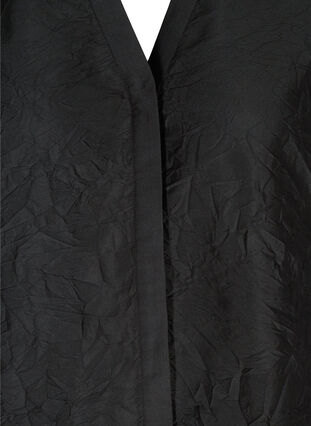 Skjorta med struktur och v-ringning, Black, Packshot image number 2