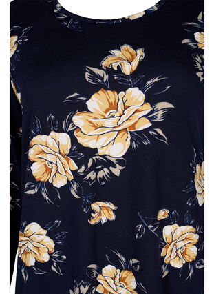 Blommig blus med långa ärmar, Night Sky Flower AOP, Packshot image number 2