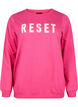Sweatshirt med text, Fuchsia P. W. Reset, Packshot image number 0