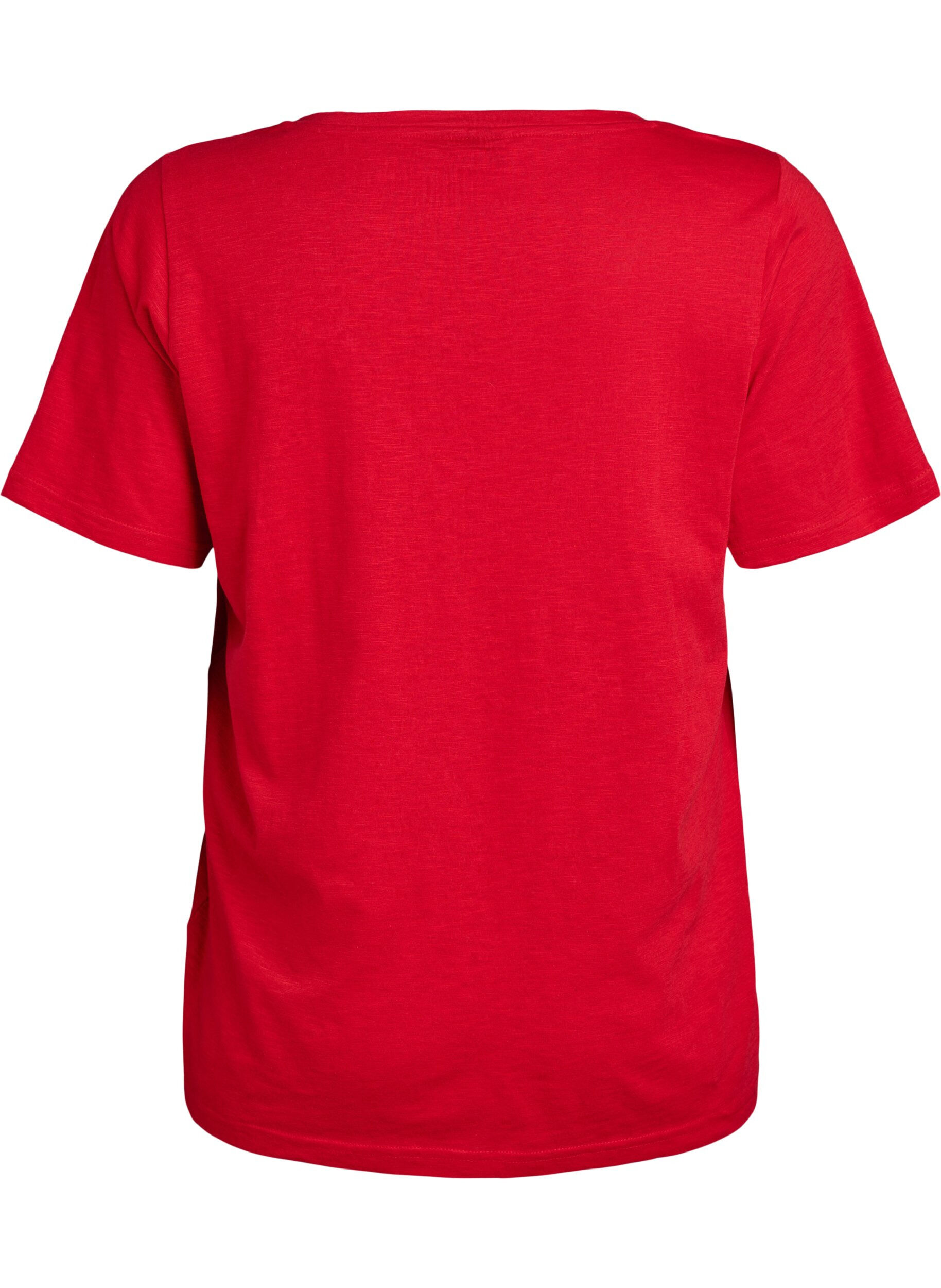 ZizziKort&auml;rmad enkel t-shirt med v-ringning, R&ouml;d, Packshot image number 1