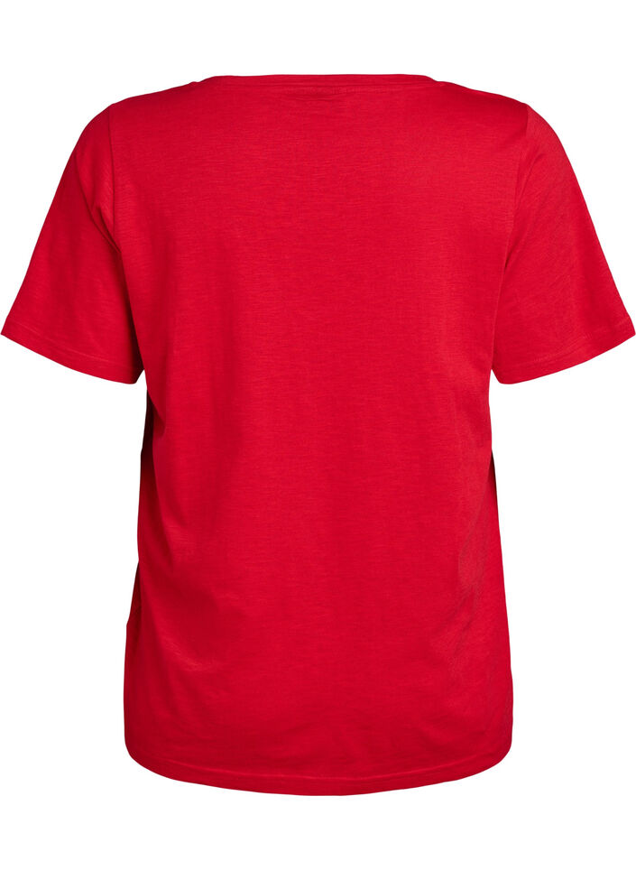 Kort&auml;rmad enkel t-shirt med v-ringning, R&ouml;d, Packshot image number 1