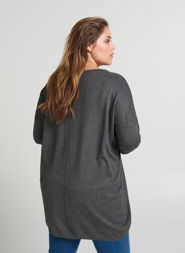 Stickad tröja, Dark Grey Melange, Model image number 0