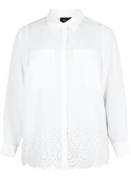 Viskosskjorta med Broderie anglaise, Bright White