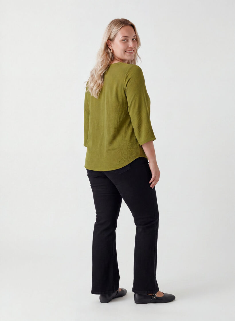 Blus med 3/4-&auml;rm, Gr&ouml;n, Model image number 2