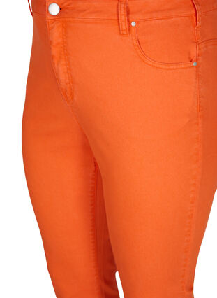 Capribyxor med kroppsnära passform och dragkedja, Orange , Packshot image number 2