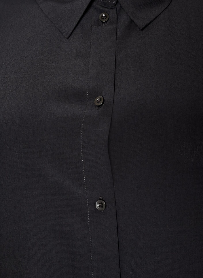 Kort skjortkl&auml;nning med volang, Svart, Packshot image number 2