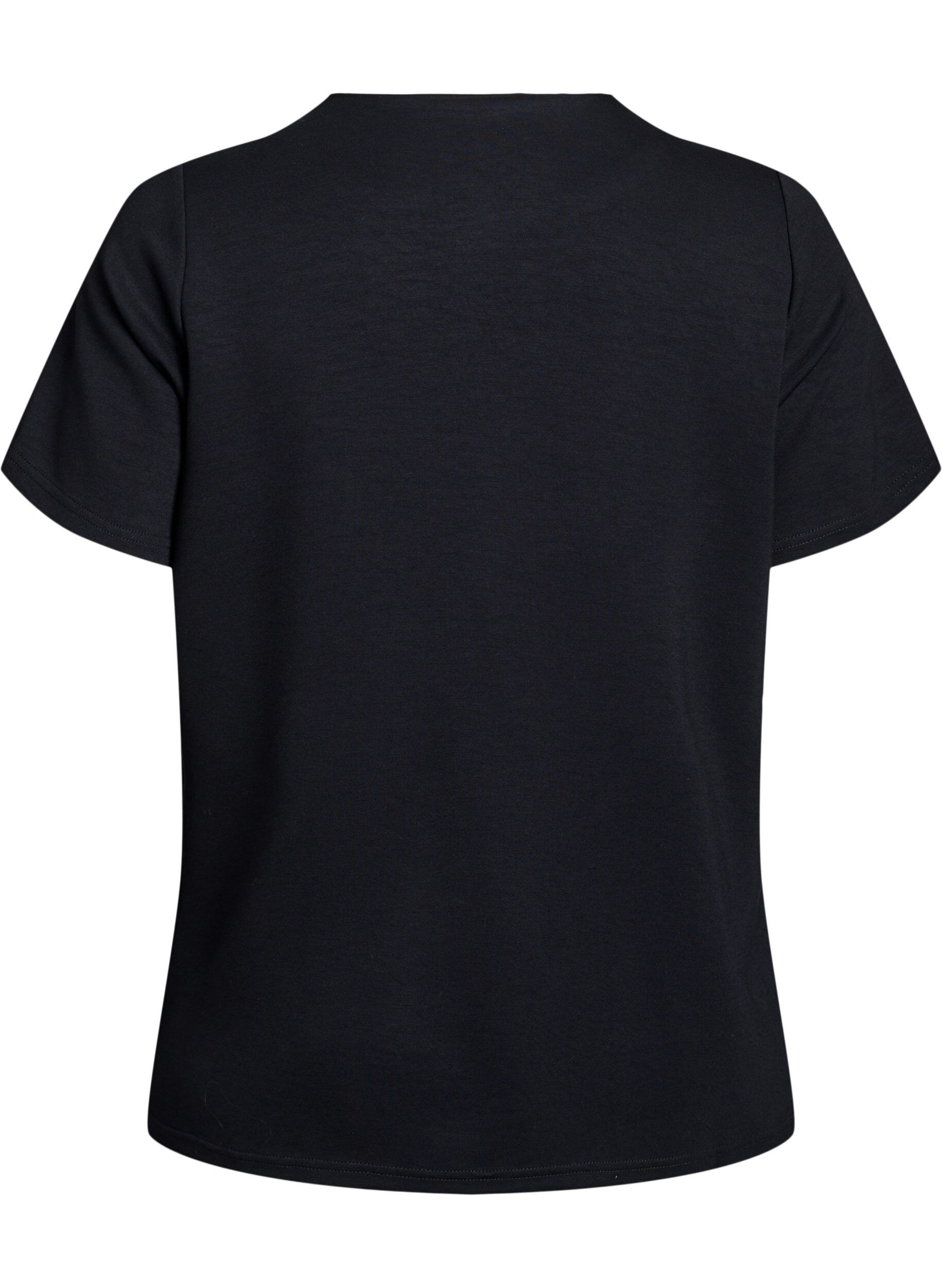 Zizzi Kort&auml;rmad blus med knappdetalj, Svart, Packshot image number 1