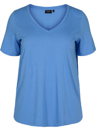 T-shirt i ekologisk bomull med v-ringning, Ultramarine, Packshot image number 0