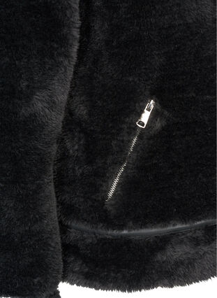 Kort imiterad pälsjacka, Black, Packshot image number 3
