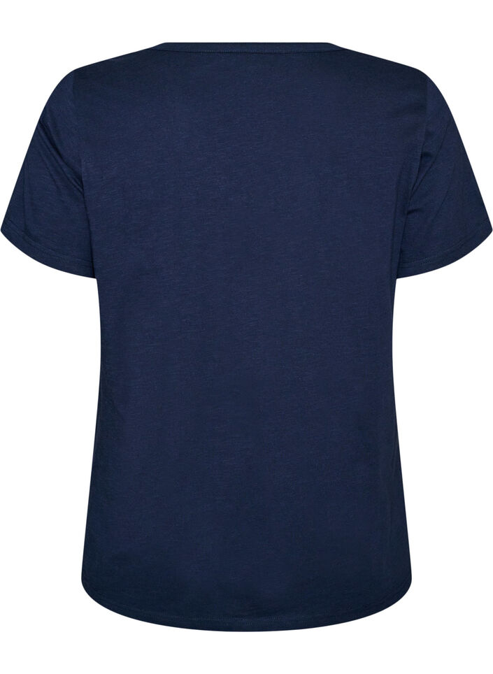 T-shirt med knappdetalj, Bl&aring;, Packshot image number 1