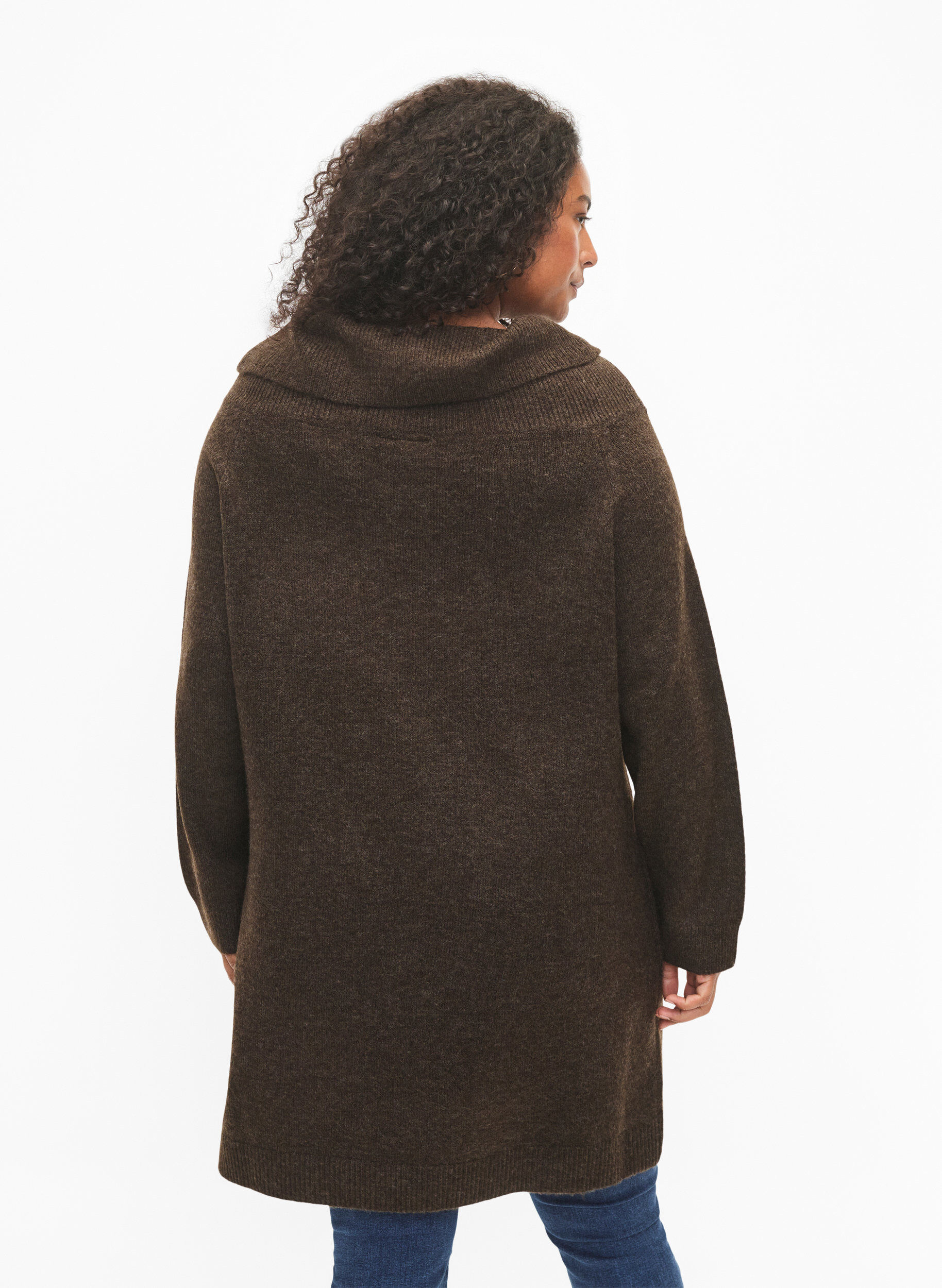 Zizzi Melerad stickad kl&auml;nning, Demitasse Mel., Model image number 1