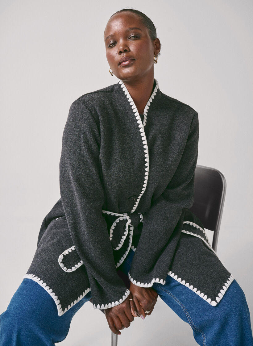 Kappa med kontrastfärgade kanter, Dark Grey Melange, Image image number 0