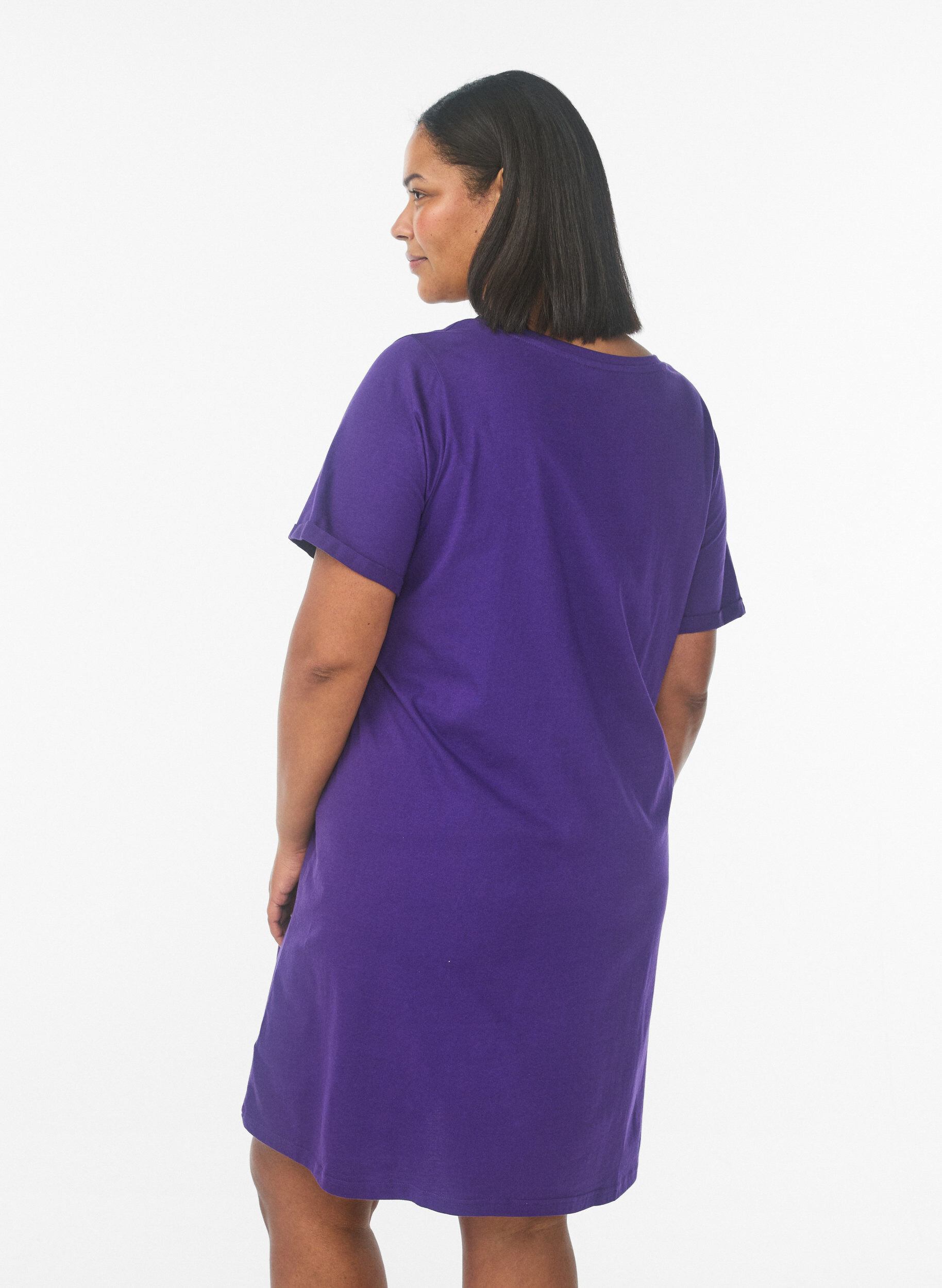 Zizzi Kort&auml;rmat nattlinne i ekologisk bomull, Bl&aring;, Model image number 2