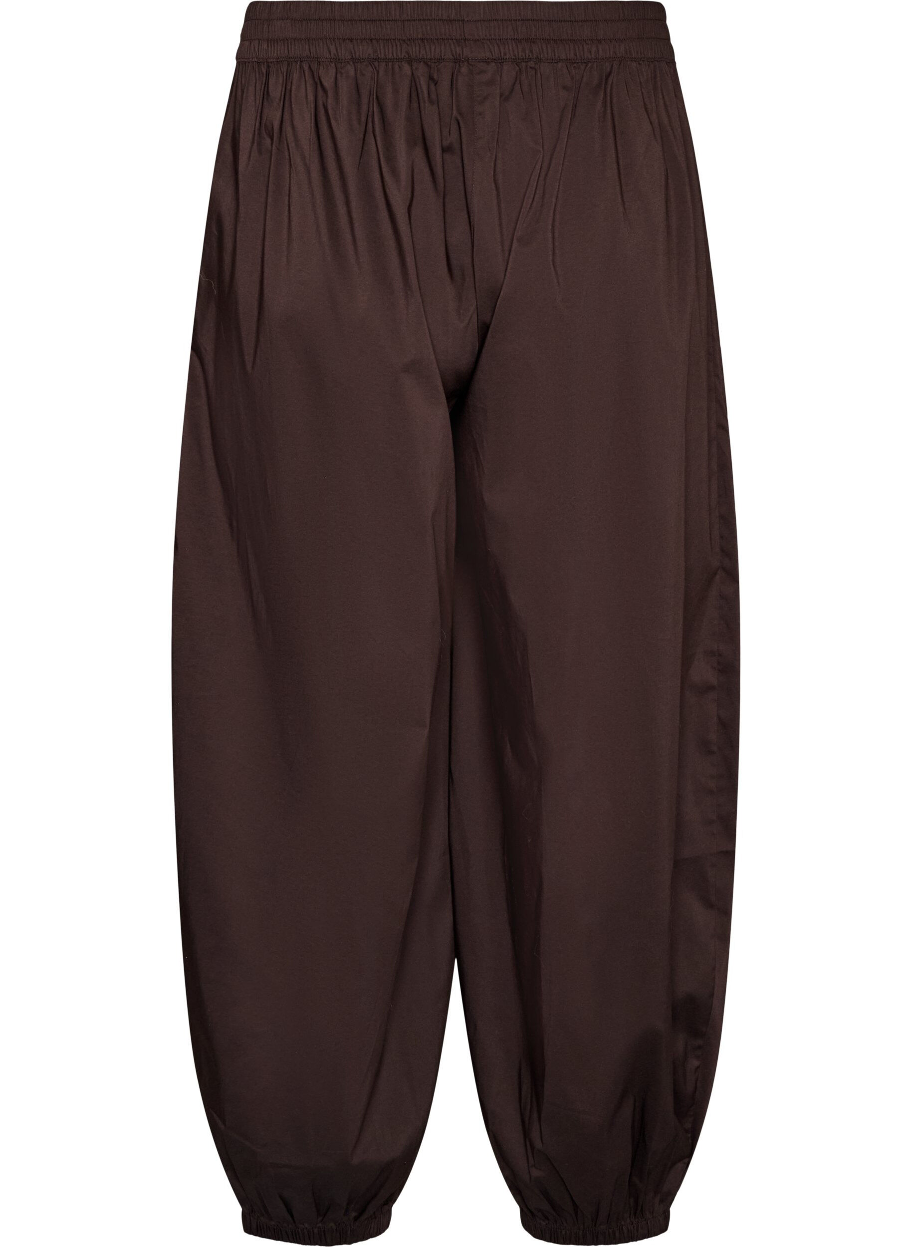 ZizziBallongbyxor med fickor och res&aring;r i midjan, Brun, Packshot image number 1