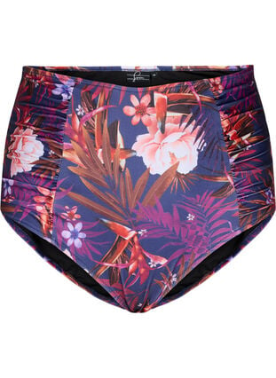 Randig bikiniunderdel med hög midja, Purple Flower, Packshot image number 0