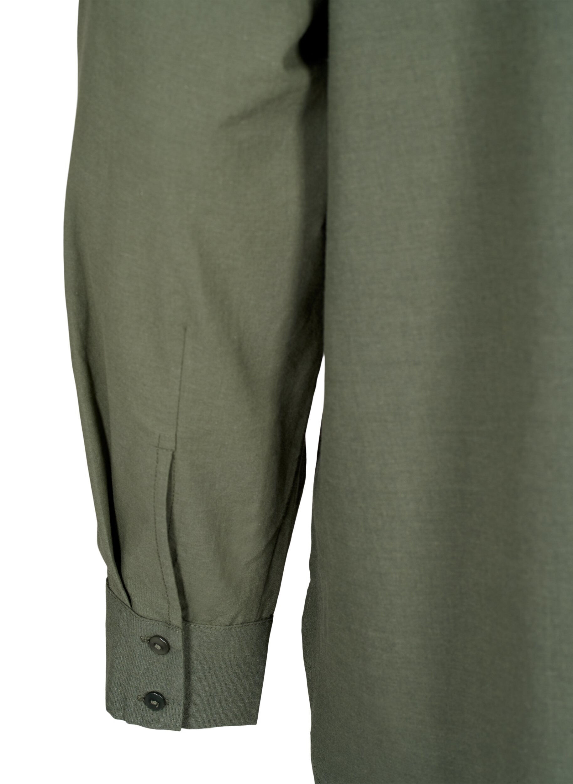 Zizzi Bomullsskjorta med broderi anglaise, Thyme, Packshot image number 4