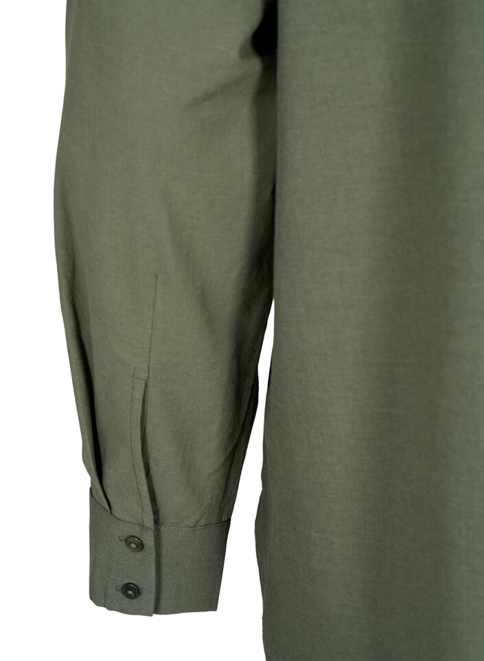 Bomullsskjorta med broderi anglaise, Thyme, Packshot image number 4