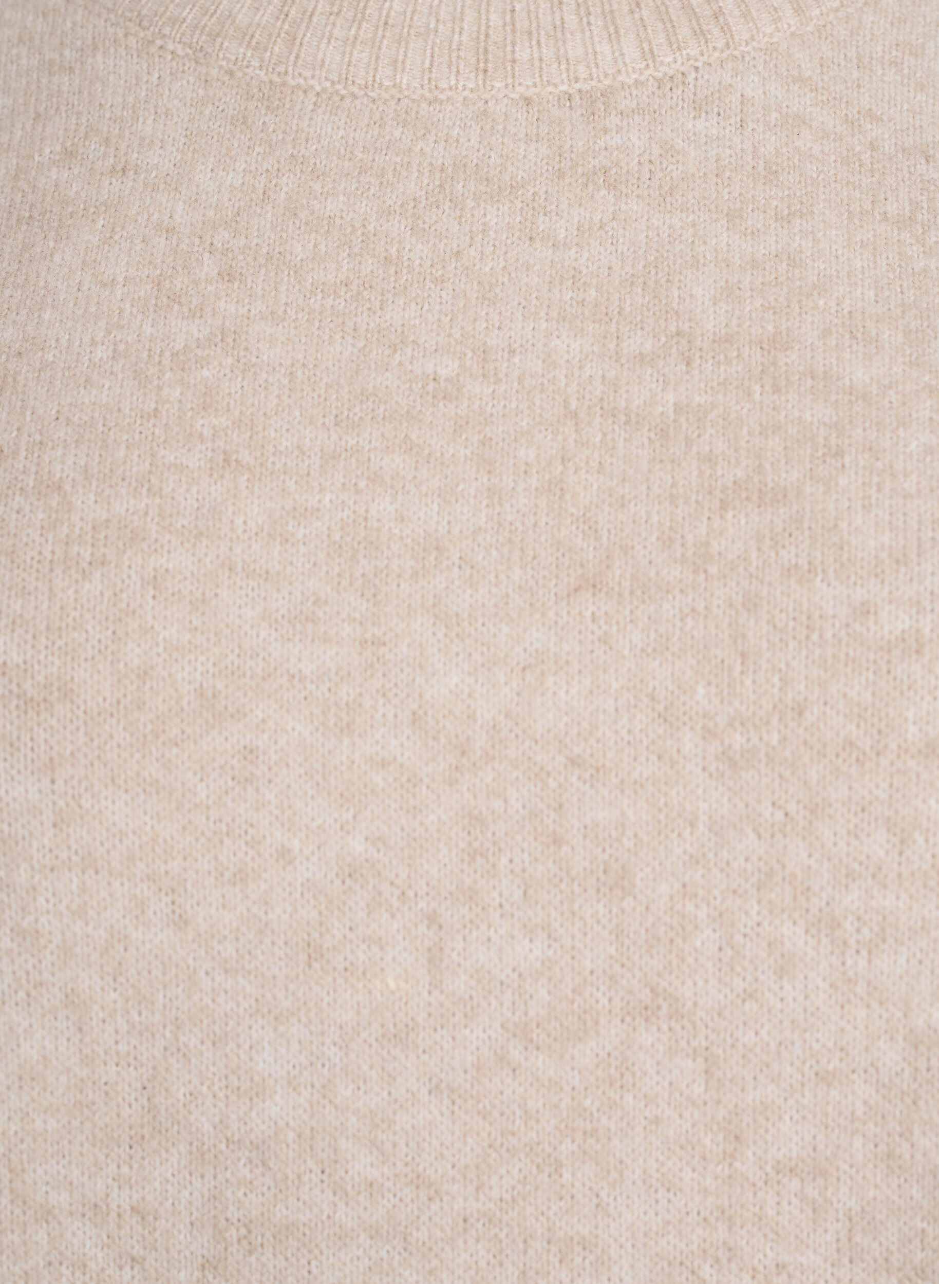 ZizziL&ouml;st stickad blus med korta &auml;rmar, Beige, Packshot image number 2