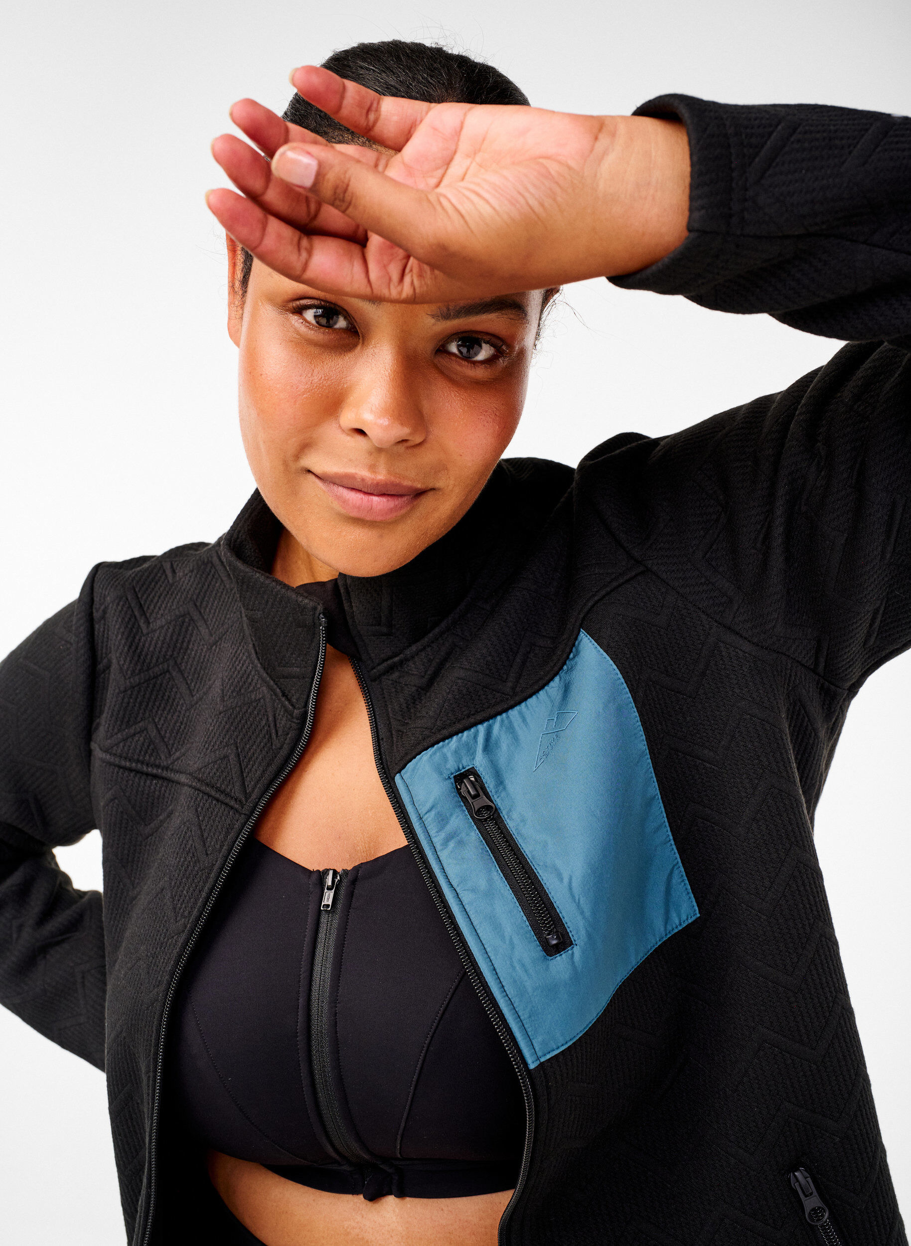 Zizzi Sportig fleecejacka med fickor, Svart, Image image number 0