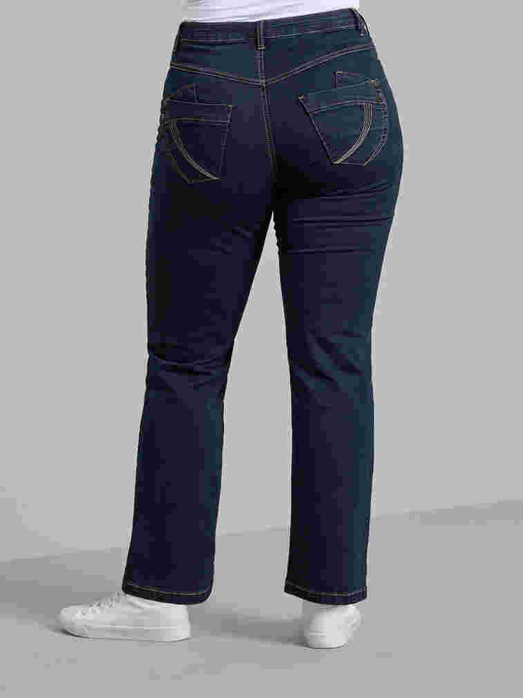 Regular fit Gemma jeans med hög midja, Blue denim, Model image number 1