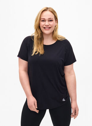 Tränings-t-shirt med mesh och reflekterande detaljer, Black, Model image number 0
