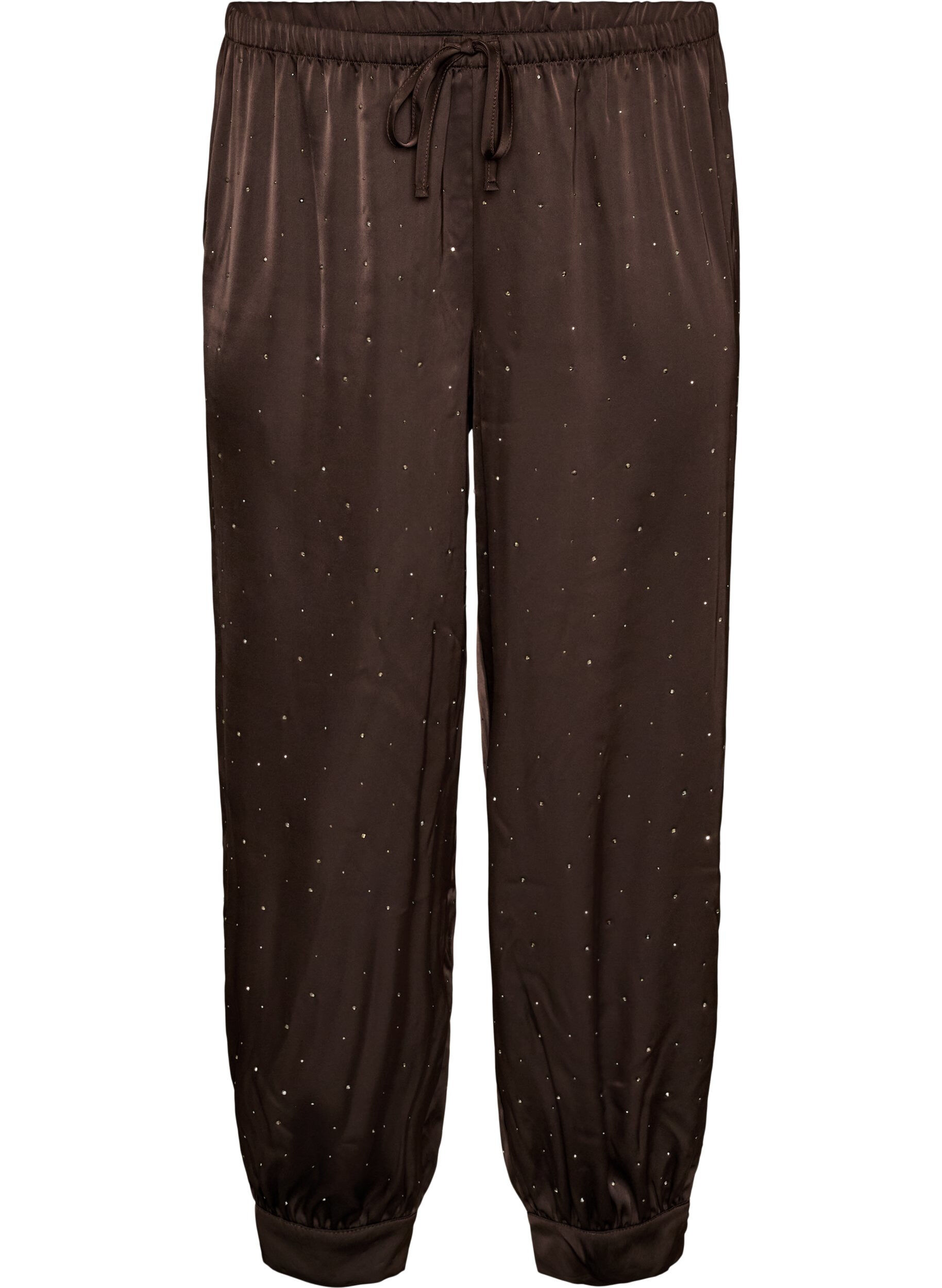 ZizziBallongbyxor i satin med strass, Brun, Packshot image number 0